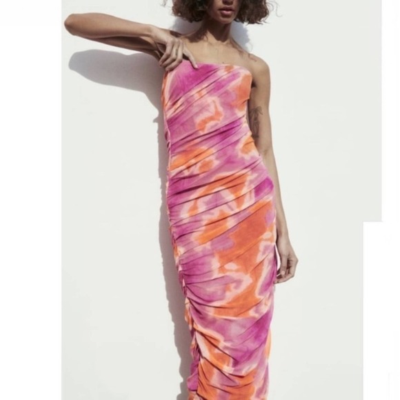 Zara Print Dress With Tulle - Picture 7 of 14